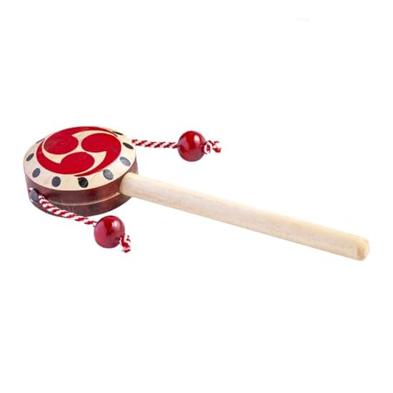 Yamashita kogei Folk Art Natural dia.5×16.5cm Made in Japan Wooden Denden Daiko (Pellet Drum) Bagged 42