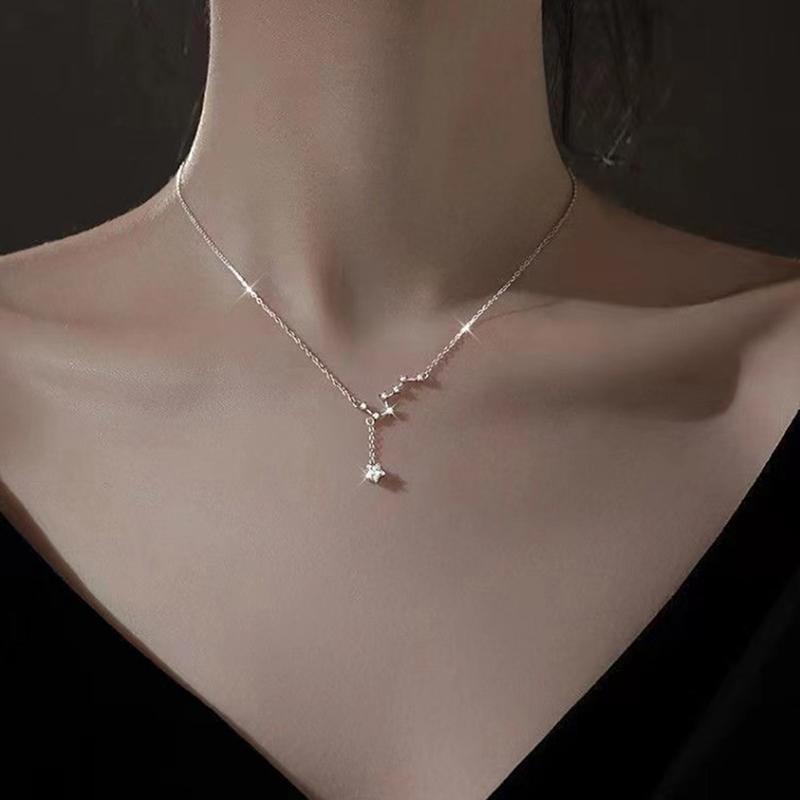 Inlaid Zircon Big Dipper Choker Tassel Necklace Female Sexy Clavicle Chain