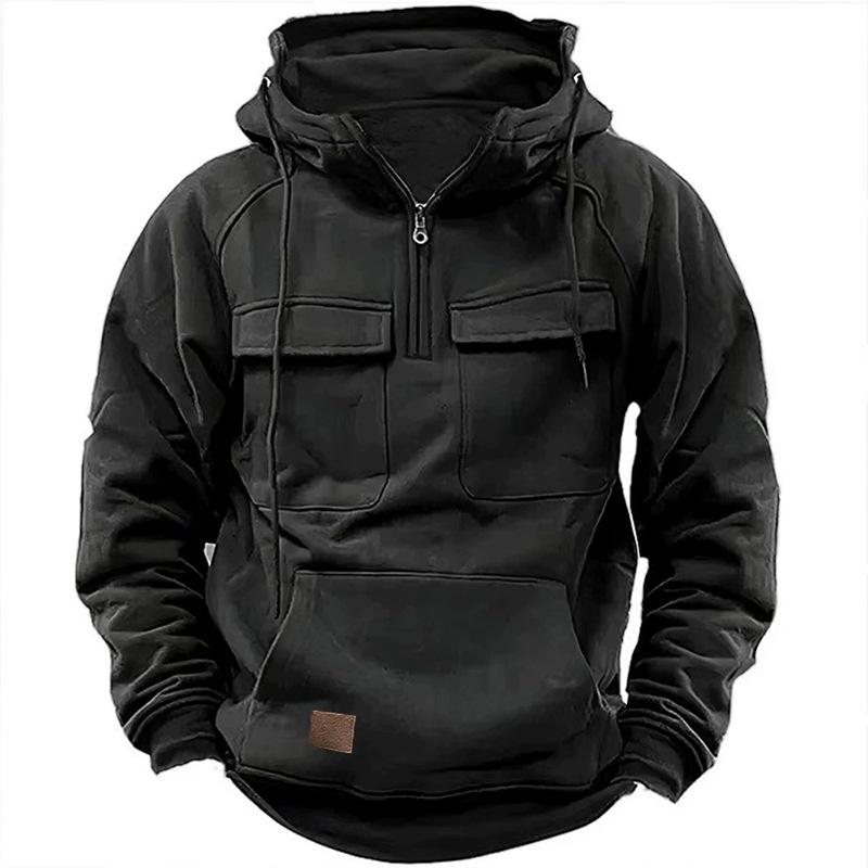 

Men s Multi-Pocket Zipper Hoodie - Spring and Autumn Casual Sports Sweatshirt XS