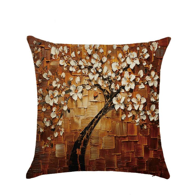 

Sofa Pillow European Three-dimensional Oil Painting Tree Print Polyester Cushion Home 44 * 44Cm (excluding pillow core)