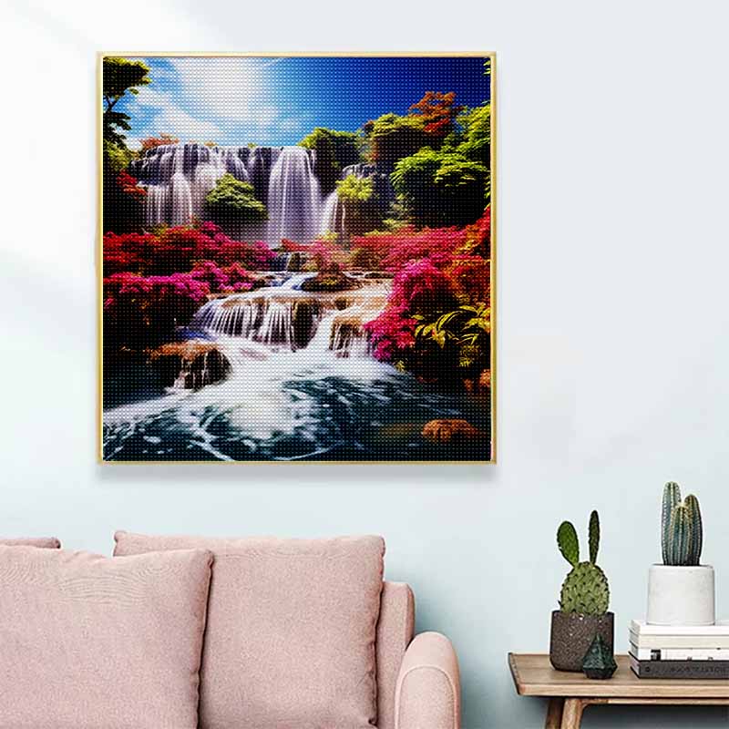New Arrival 5D DIY Full Circle Diamond Painting "Waterfall" Embroidery Cross Stitch Home Decor Gift