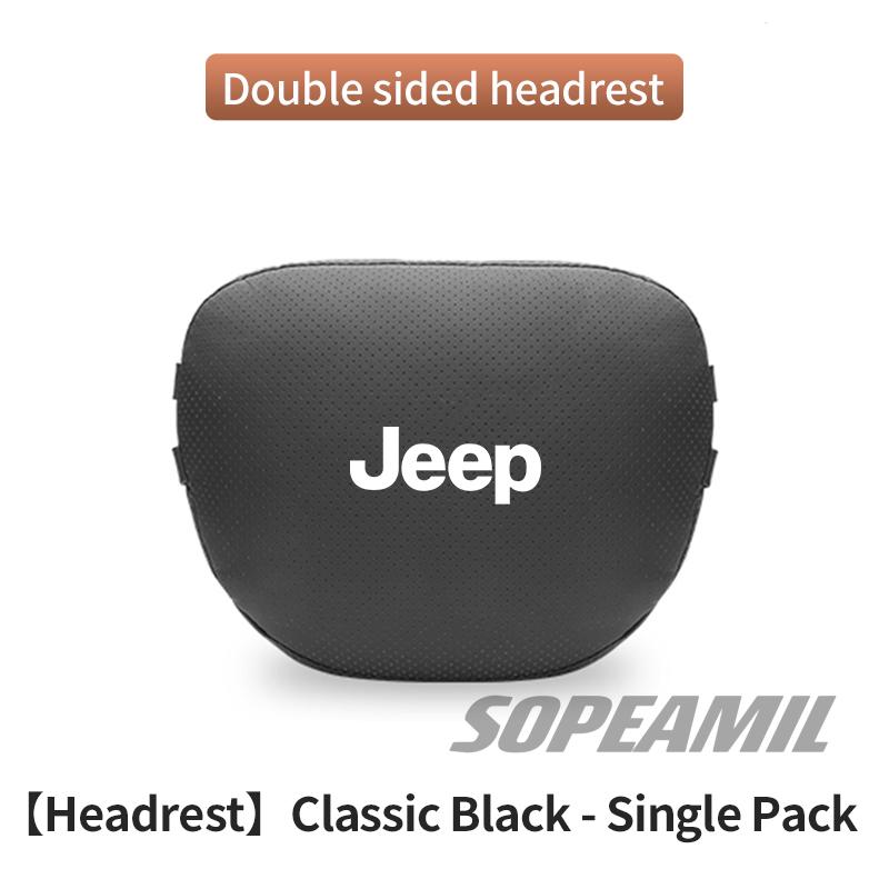 Car Suede Leather Headrest Seat Waist Cushion Pillow Jeep Patriot Commander Renegade Compass Grand Cherokee Wrangler Gladiator QW1