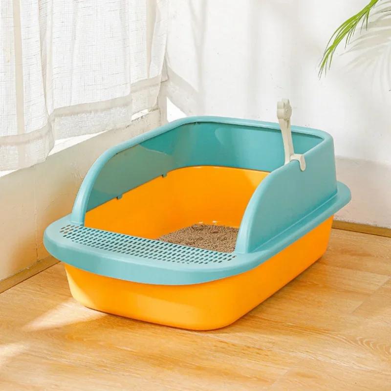 Extra Large Semi Closed Cat Litter Box - Pet Bedpan Potty Toilet, Suitable for Medium Large Cats Rabbits & Small Animals