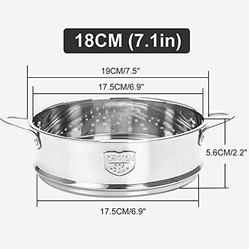 Bunggou 18cm Thick Stainless Steel Food Steamer with Double Ears for Soup Pot and Milk Pot, Kitchen Tool