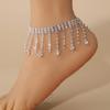 Rhinestone fotpynt, Justerbart ankelbånd, Krystall dobbelt hjerteformet ankelbånd