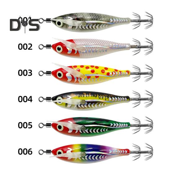 8CM/5.3G Shrimp Bait with Squid Jig Hook Swivel Luminous Realistic Bionic Artificial Lure Saltwater Freshwater Bass Walleye Trout Fishing Accessories