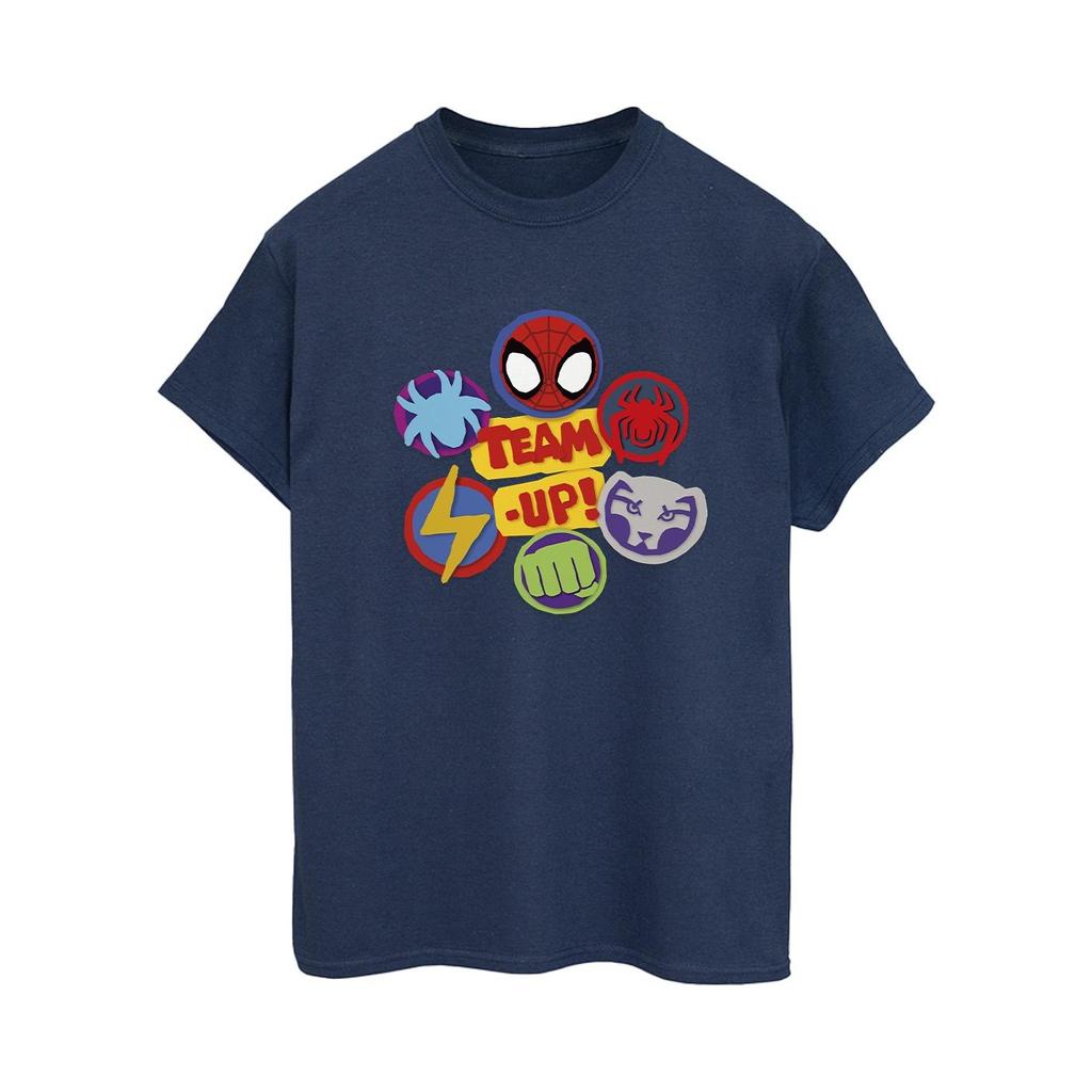 Marvel Womens/Ladies Spidey And His Amazing Friends Team Up Cotton Boyfriend T-Shirt