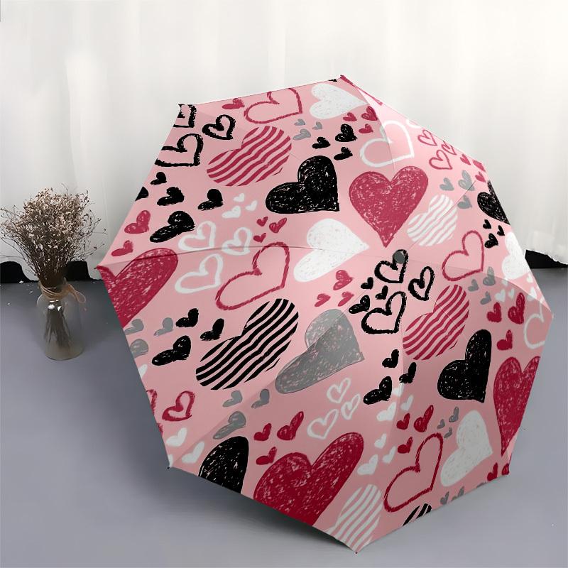 1pc Heart Pattern Love Design Umbrella with Plastic Handle,Suitable for All Seasons Home Travel Outdoor UmbrellaPT353