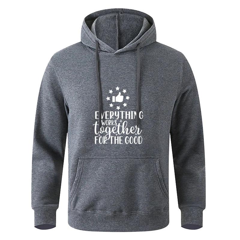 Black Gray Teens Printed Long Sleeve Autumn Hooded Sweatshirt Sportswear Hoodie
