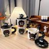 Coal Ball Mug with Lid Ceramic Drinking Cup Birthday Gift for Friends Funny and Creative Men's and Women's Coffee Cups