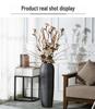 Black Zen-Style Ceramic Floor Vase for Dried Flowers - Retro Terracotta Ornament