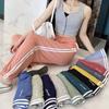 High-Waist Striped Modal Cotton Harem Pants - Plus Size, Casual, Multi-Color for Spring/Summer