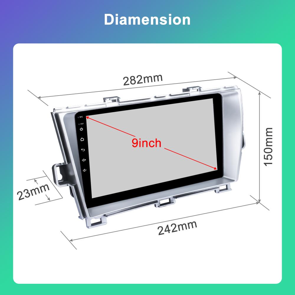 Reakosound Android  2 Din 9 Inch Car Radio For For Toyota Prius 09-13 Left Titanium GPS Navigation Wifi Mirror Link Bluetooth FM Radio Rear View