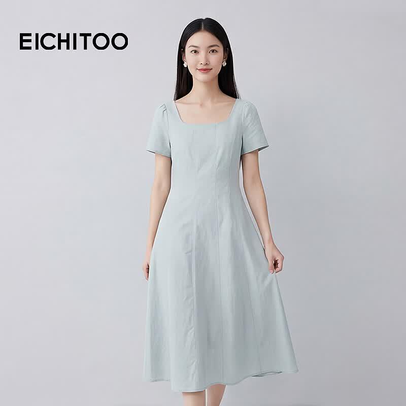 EICHITOO Women s French Square Neck Long Dress S