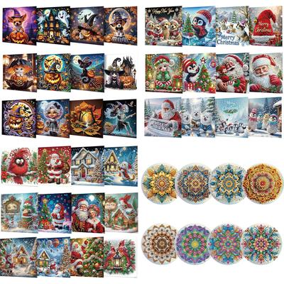 12PCS DIY Diamond Art Greeting Cards Flower Pattern Diamond Art Handmade Cards for Christmas Birthdays Thanksgiving and Holidays