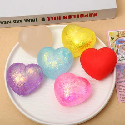 Liebesherz Knetspielzeug Angstlinderung Glitzerpulver Herzform Sensorisches Spielzeug Weicher TPR Dekompressions-Stressball Gastgeschenke