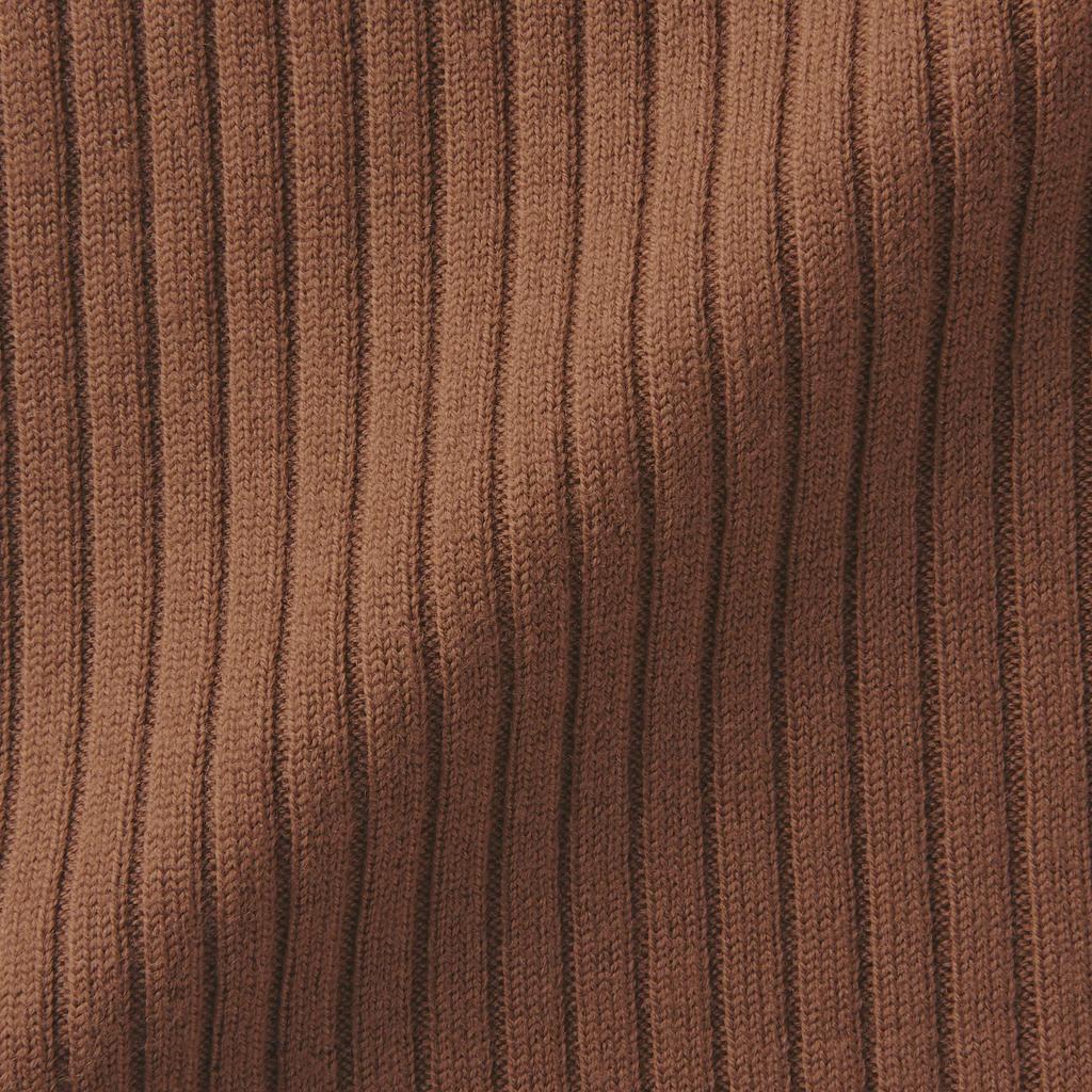 MUJI Thick Ribbed High Neck Washable Sweater That Reduces Neck Irritation XS Brick 44180334 Women's