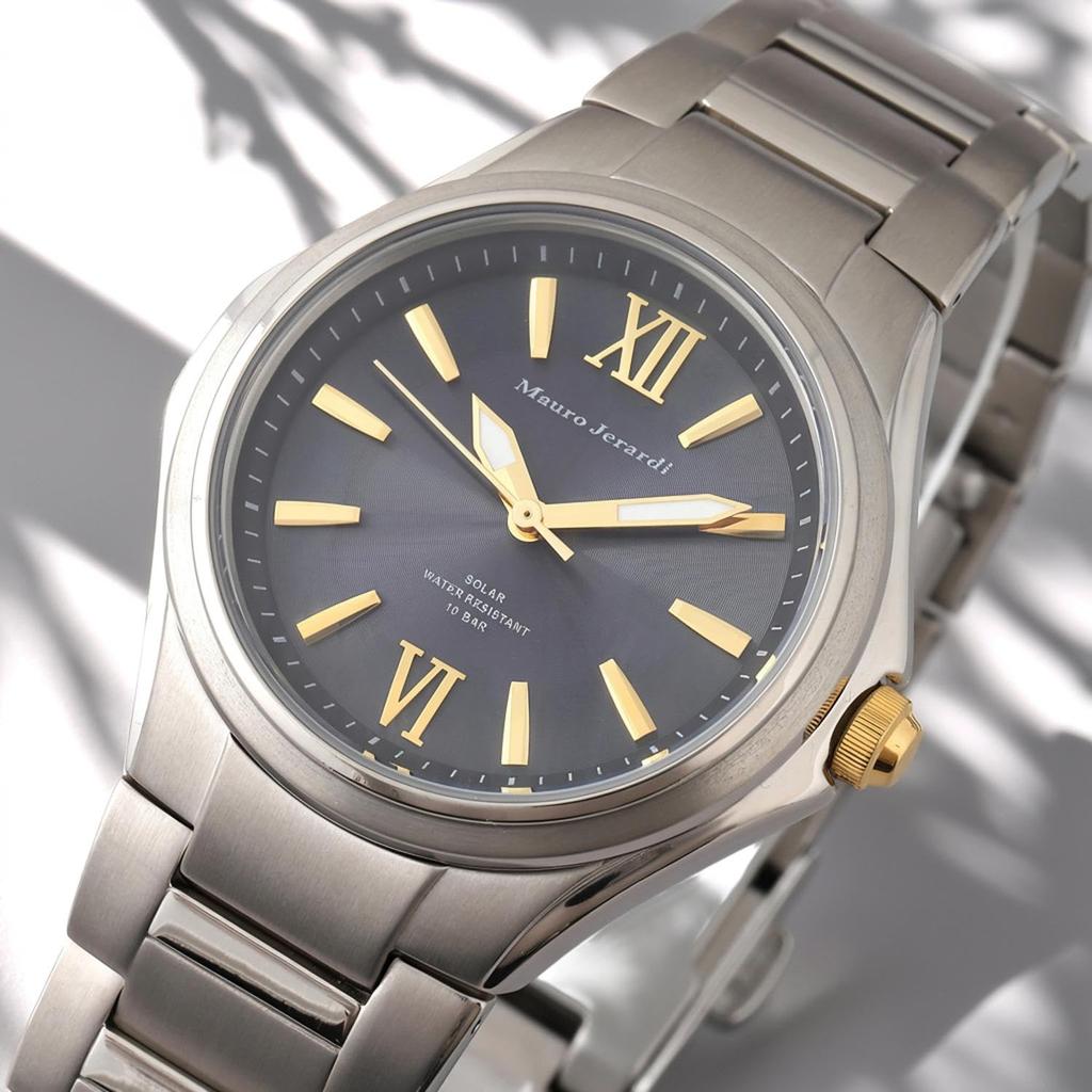 Titanio Leggero 10 ATM Resistente all'Acqua MJ039 [Mauro Gerardi] Orologio a Energia Solare, Uomo (MJ039-1/Nero)