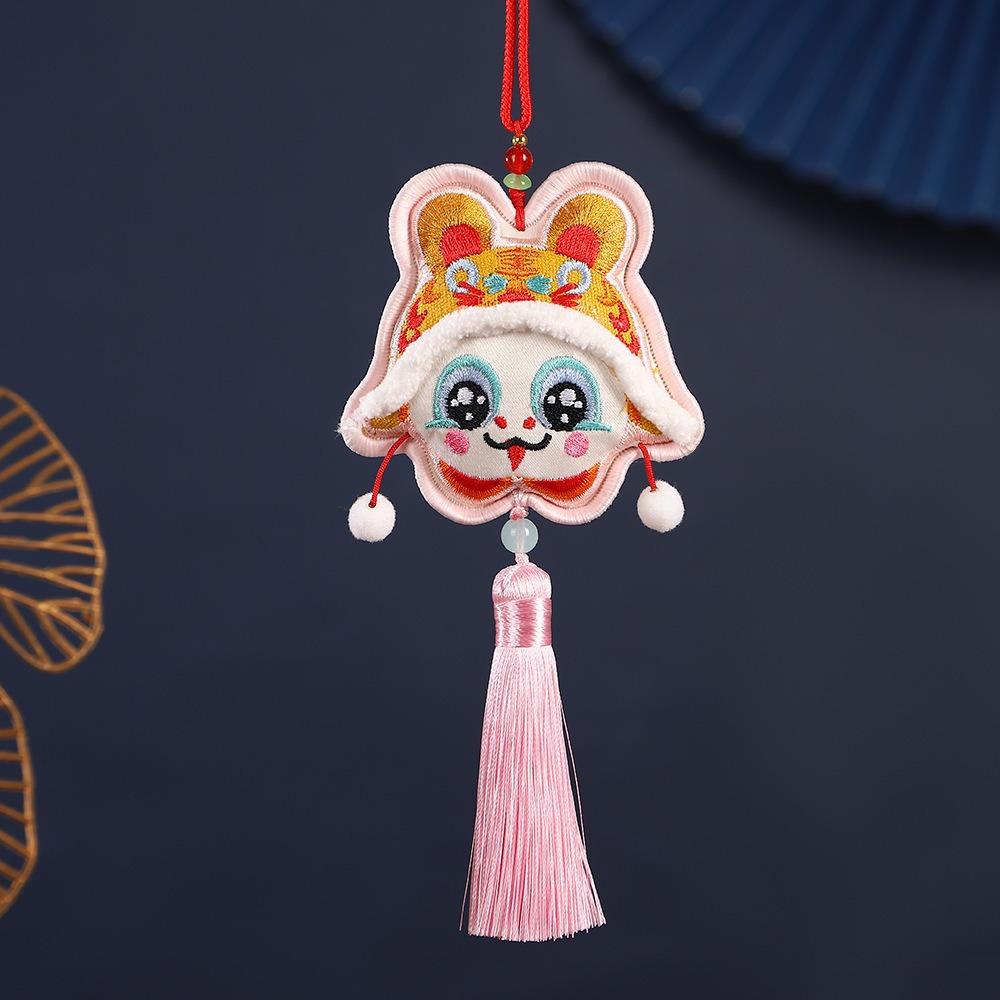 Traditional Hanging Neck Fragrant Bag Embroidery Dancing Lion Pendant  Spring Festival