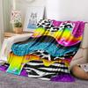 1Pc Rainbow Glitter Print Flannel Blanket, High quality Comfortable for All Seasons, Home Decor, Warmth and Comfort, Perfect for Gifts