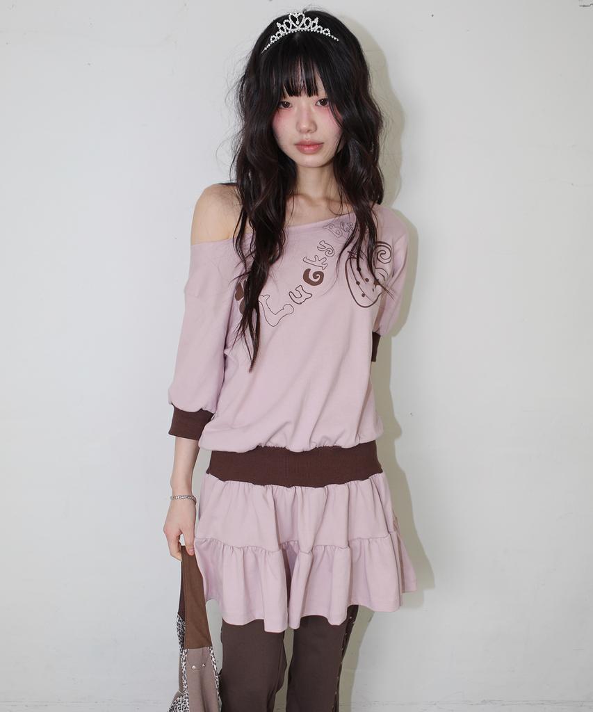 Nofficial Noffice Slouch Tiered Mini Dress Pale Pink