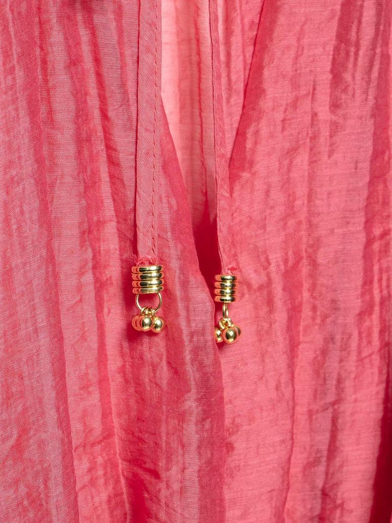 ZA Women's 2025 Spring European & American Style Crinkle Ruffle Stand Collar Short Top and Midi Skirt Set