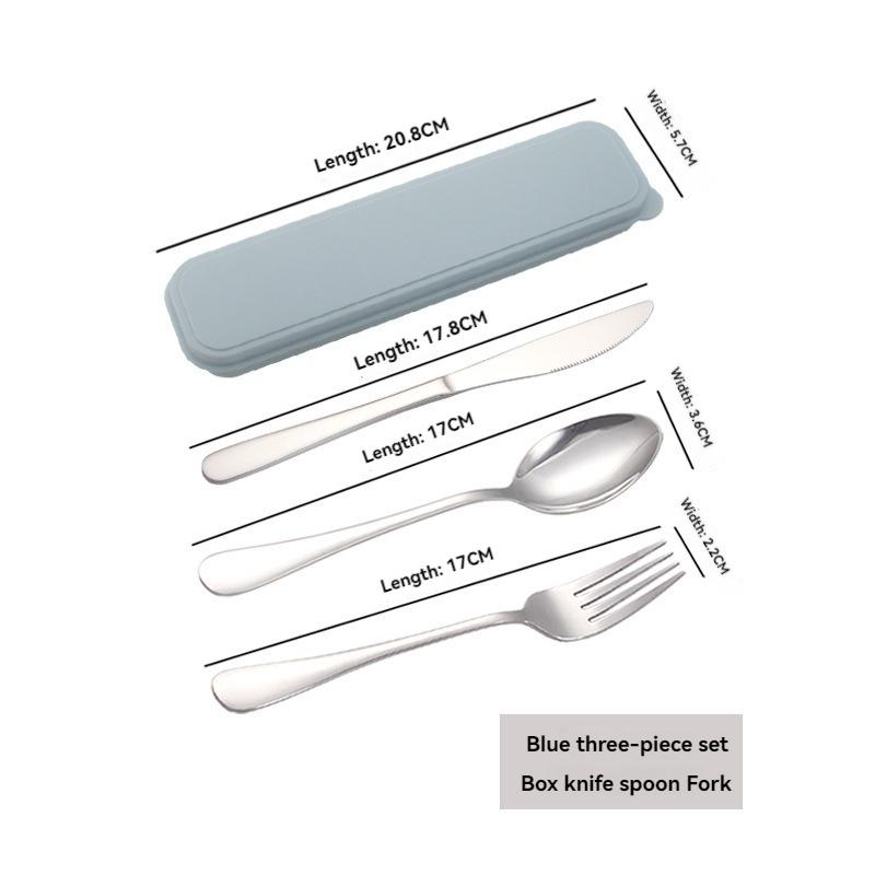 Portable Stainless Steel Cutlery Set with Storage Box, Fork, Spoon, Knife, Travel & Camping Tableware