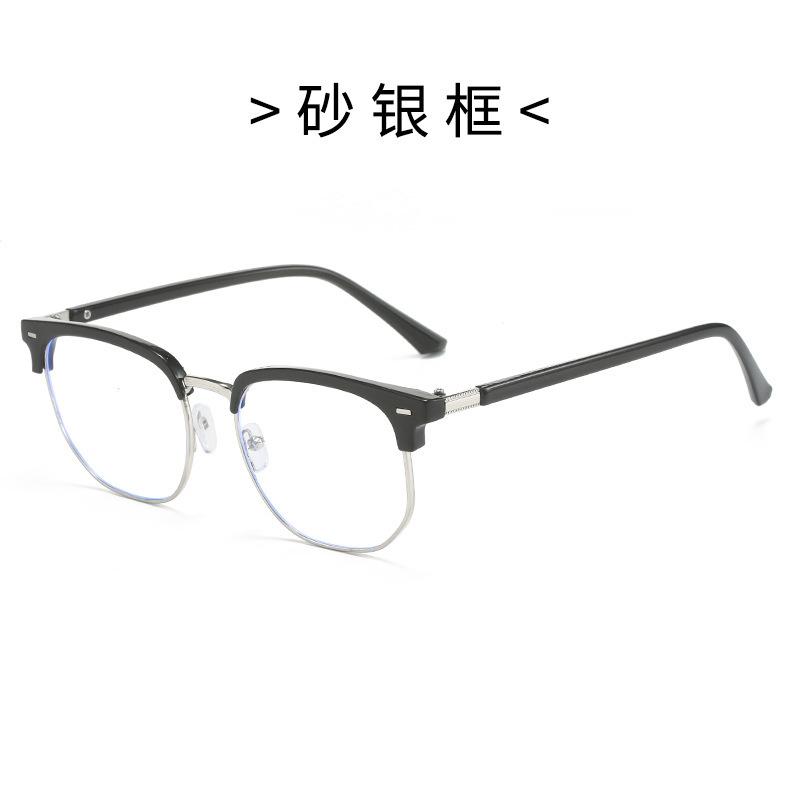Color-Changing Retro Eyebrow Glasses Frame Men'S Business Photosensitive Gray Myopia Glasses Anti-Blue Light Versatile Flat Light