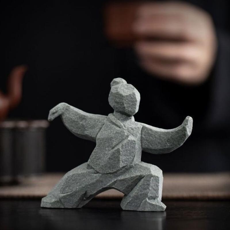1Pcs Landscape Decoration Crafts New Chinese Martial Arts Figure Kung Fu Home Desktop Tea Table Creative Ornaments