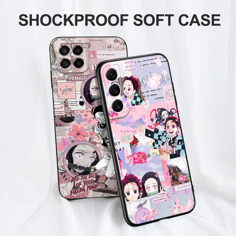 Black Tpu Case For Samsung Galaxy M53 M13 M62 A12 A22 A32 A42 A52 A72 4g 5g A20S Back Cover Demon Slayer Kimetsu Anime