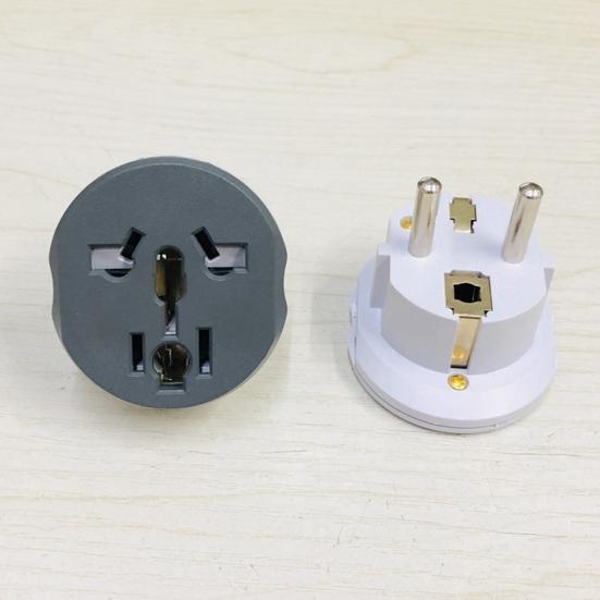 Steckeradapter Universal 2 runde Pins Steckdose US/AU/UK nach EU Reise-Netzstecker-Konverter mit Sicherheitsventil für Geschäftsreise