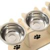 Elevated Cat Bowls Feeding Station Portable Stable with 3 Stainless Steel Pet Dish for