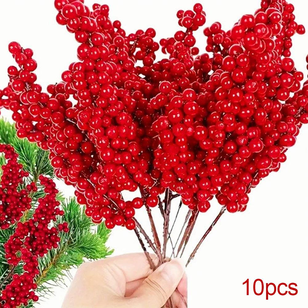 10/20Pcs Simulated Red Berries Simulation Cherry Stamen Berries For Home Christmas Decoration DIY Gift Wreath Wreath Ornaments