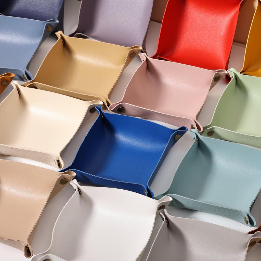 Nordic PU Leather Desktop Tray for Jewelry, Cosmetics, & Keys