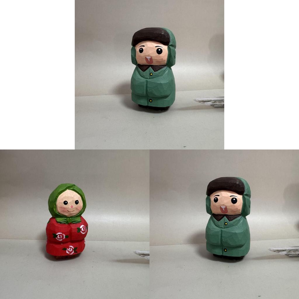 Handgefertigte Holzfigur für Zuhause und Büro Niedlicher Junge und Mädchen Stil