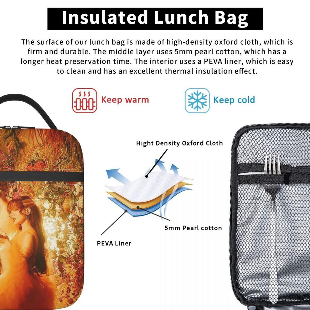 Ayliva 2024 Album Lieb Mich Insulated Lunch Bag for Kids School Cooler Thermal Food Box Tote Portable Lunch Boxes Container