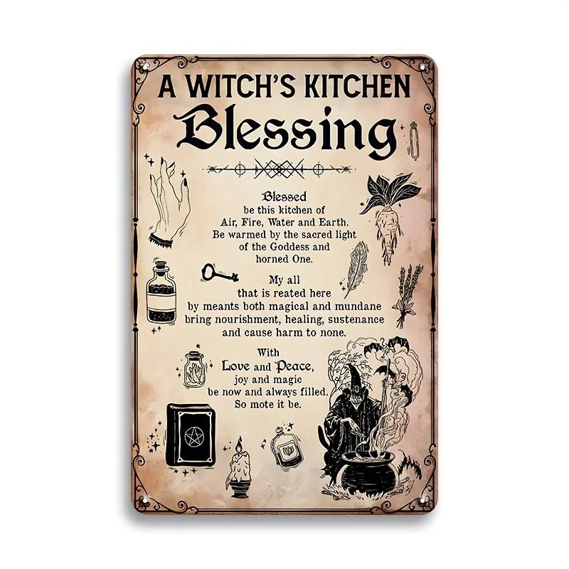 The House Witch Rules Halloween Halloween Decoration Metal Tin Sign Vintage Plaque Decor Wall Art Wall Room Home Restaurant