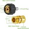 1 Pair of M22 14mm Female to 1/4" Male Quick Connect Adapter for Pressure Washer