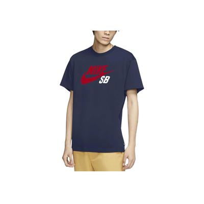 T-shirt Casual à Col Rond et Manches Courtes pour Homme avec Impression Logo Nautique Bleu Foncé CV7540-410