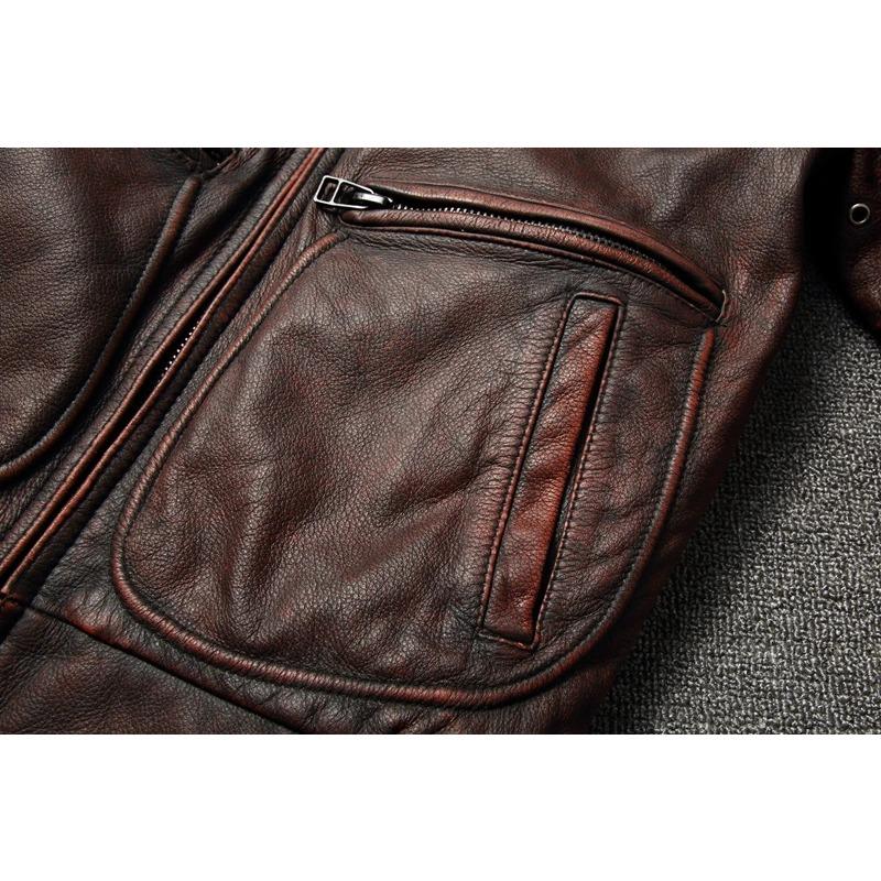 Chinese Size Vintage Genuine Leather Jacket Men Real Cowhide Air Force Flight Suit A2 Pilot Jacket Bomber Jacket Jaquetas Masculina