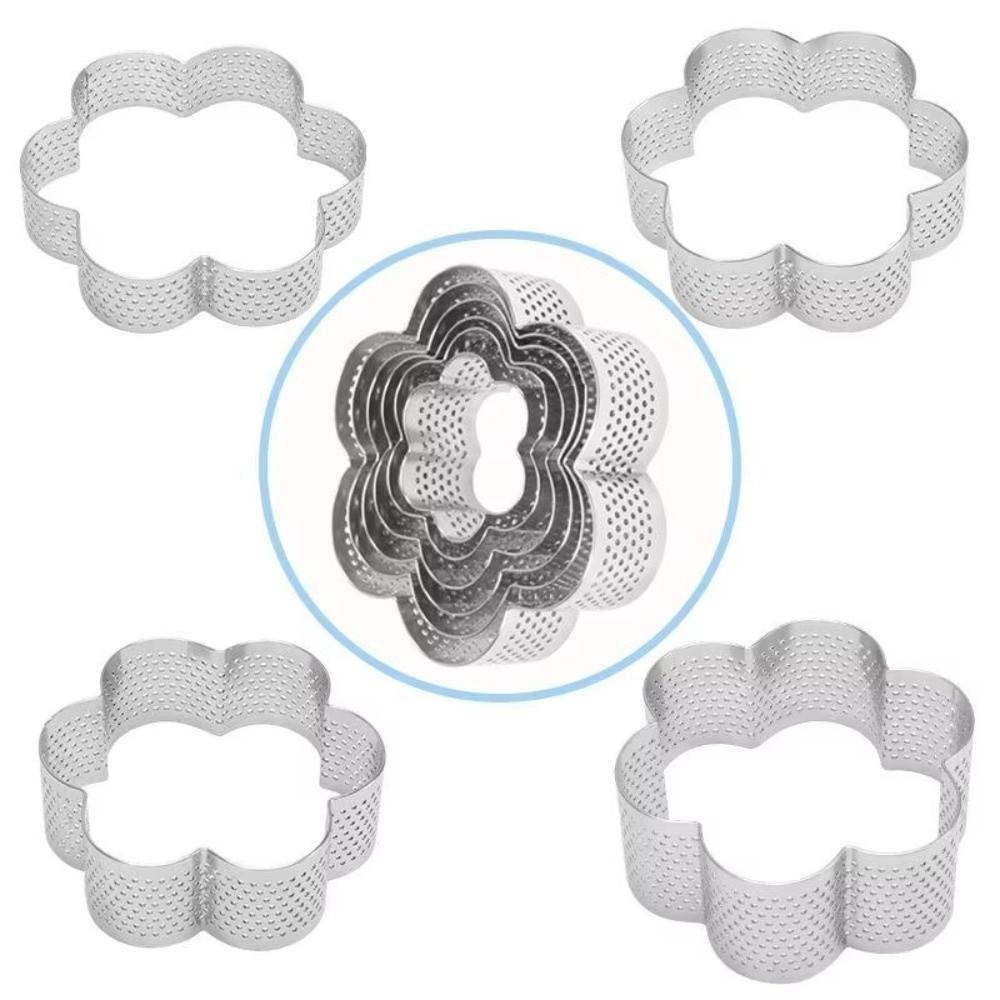 Flower Shaped Tart Ring Perforated Design Mousse Cake Ring Versatile Cookie Cutter Mold For Baking