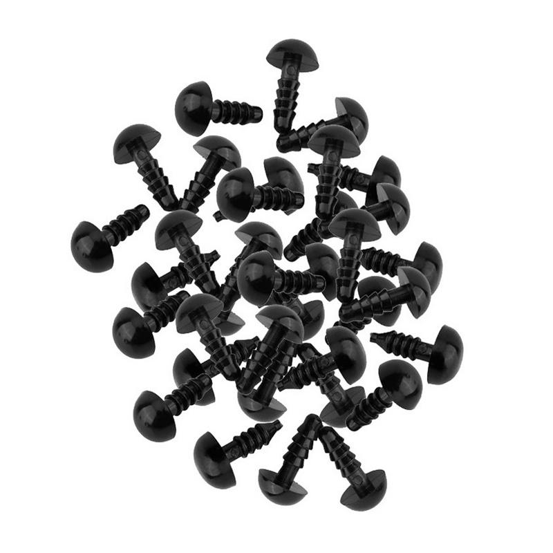 100Pcs 6-12Mm Plastic Black Safety Eyes For Tedy Bear Doll Animal Puppet Craft