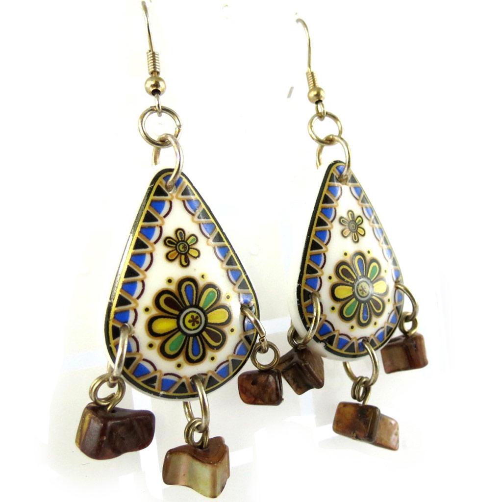 Les Trésors De Lily [L6991] - Designer Earrings 'Kilimanjaro' Blue Brown