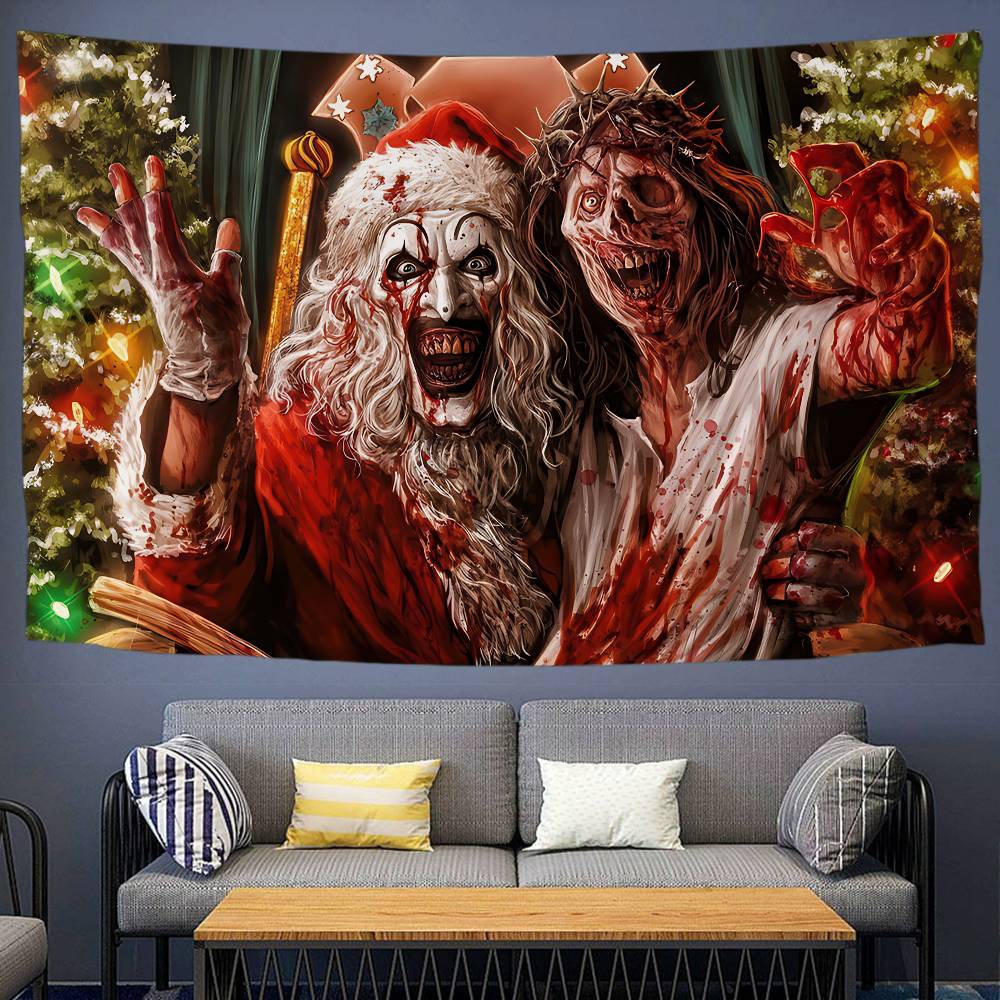 TTerrifier 3 Horror-Clown Film Gedruckter Wandteppich Indischer Buddha Wanddekoration Hexerei Böhmisch Hippie Dekor Decke