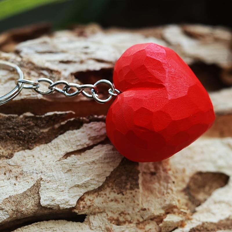 

1Pc Handmade Wooden heart-shaped Keychain versatile interior and exterior decoration, perfect for wedding decorations and couples birthday gifts красный