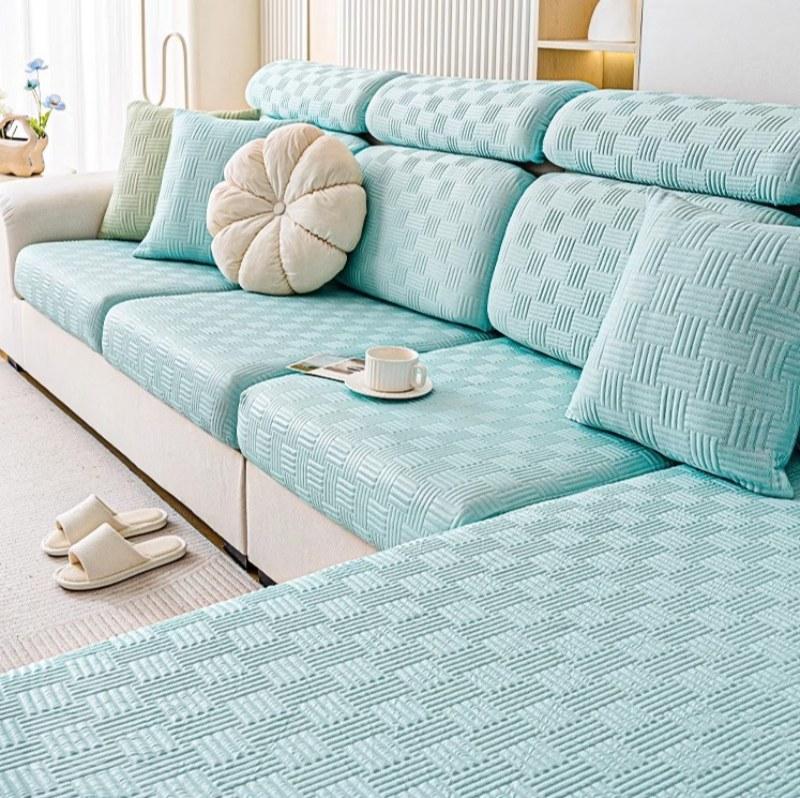 Summer Cool-Feeling Ice Silk Sofa Cover Dustproof All-Inclusive Universal Seat Cushion Covers L-Shaped Corner Couch Slipcovers