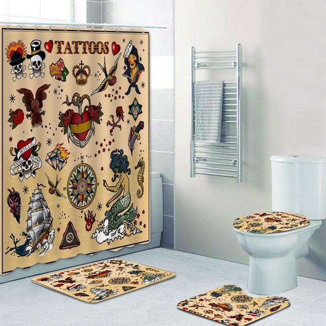 

Эскизный рисунок черепа, набор аксессуаров для занавески для душа, 3D-принт, Love You, красный череп в форме сердца, декор для занавески для душа с 12 крючками W90xH180cm белый