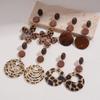 Flower Round Leopard Print Earrings Maillard Autumn and Winter Fashion High-end Earrings