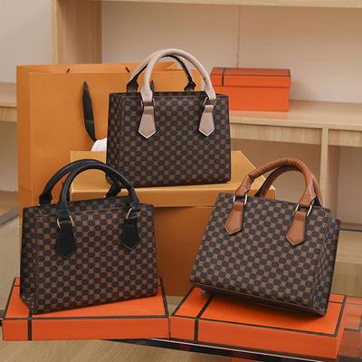 Bolsas Quadradas Pequenas de Mão da Moda Bolsas Tote Casuais de Couro PU Xadrez Bolsa Transversal de Ombro Bolsas de Mão Femininas Para Uso Diário e Presente