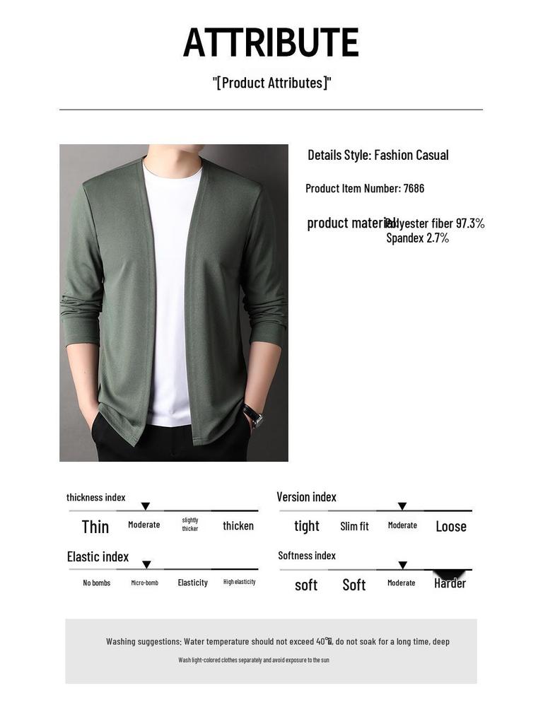 KAIDINGSEN Men's Autumn Knitted Cardigan - Solid Color, Lightweight Korean Style Outerwear